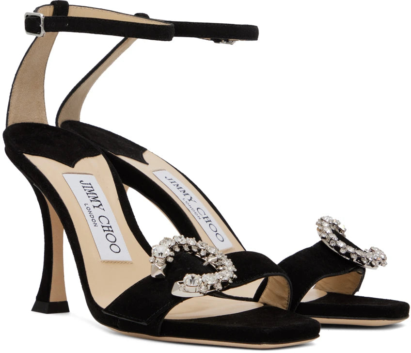 Jimmy Choo Black Marsai 90 Sandals  Color Black/Crystal Size EU 38.5 US 8