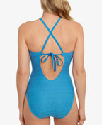 Salt + Cove Juniors Crochet One-Piece Swimsuit  Color Teal Blue Size L