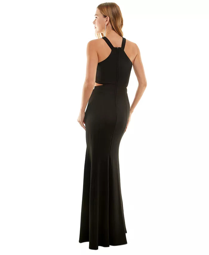 Speechless Juniors Halter-Neck Cutout Embellished Sleeveless Gown  Color Black Size 9