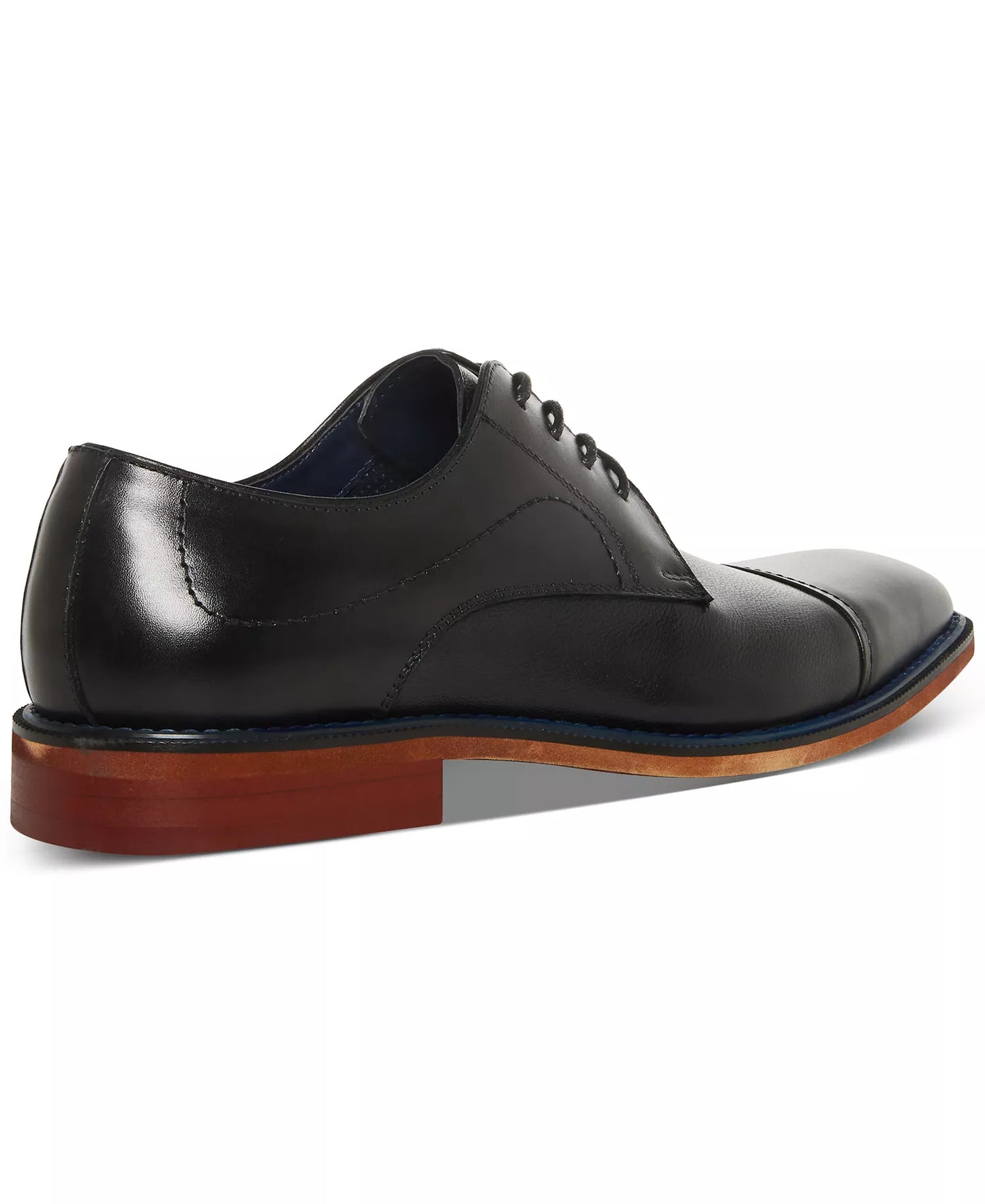 Steve Madden Men's Zane Tonal Textured Mid Oxford Dress Shoes  Black Leather Size 8