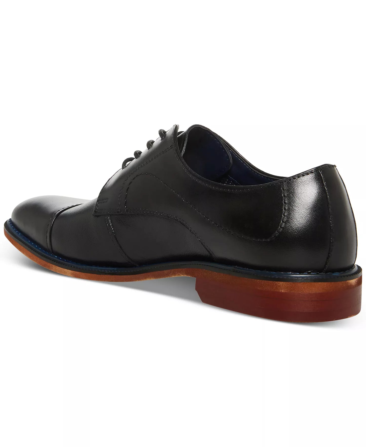 Steve Madden Men's Zane Tonal Textured Mid Oxford Dress Shoes  Black Leather Size 8