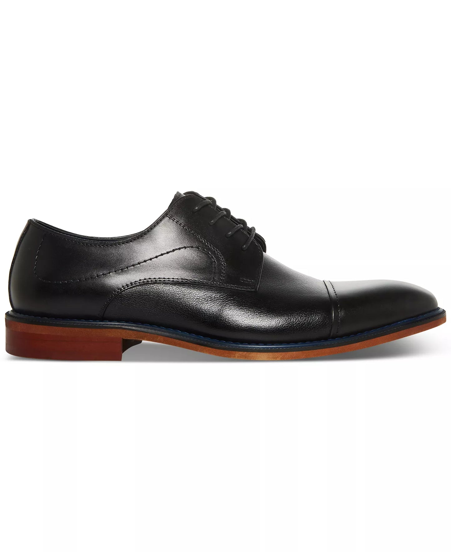 Steve Madden Men's Zane Tonal Textured Mid Oxford Dress Shoes  Black Leather Size 8