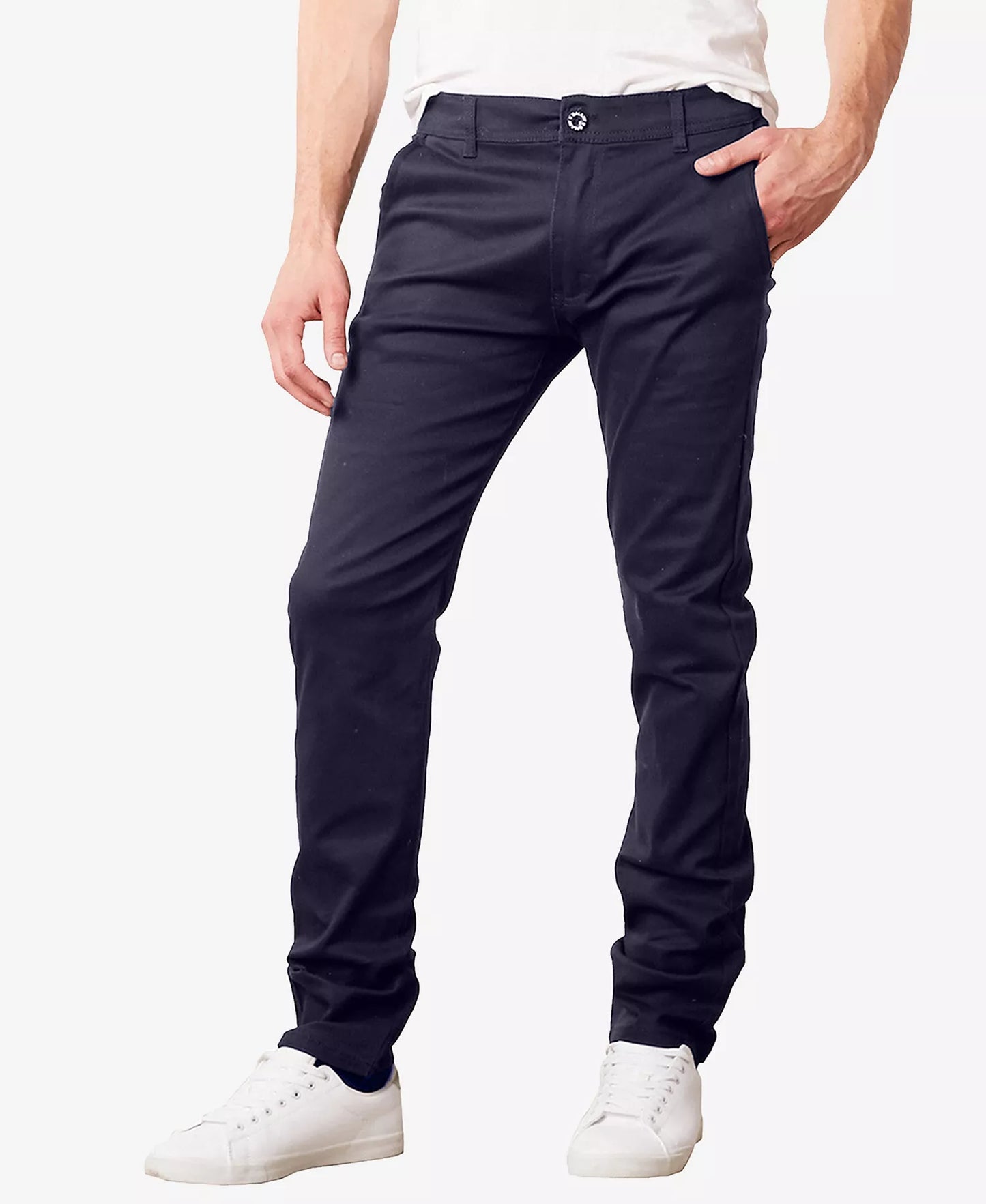Galaxy by Harvic Men's Super Stretch Slim Fit Chino Pants  Navy W36xL30