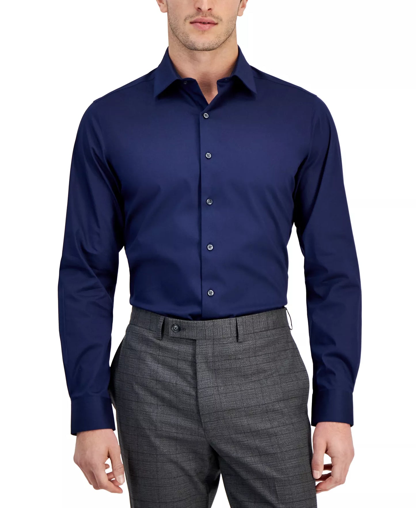 Alfani Men's Slim-Fit Temperature Regulating Dress Shirt  Blu Notte 17/17.5 34/35