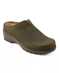 Earth Women's Kolia Slip-On Heeled Clogs  Green Leather Size 6.5