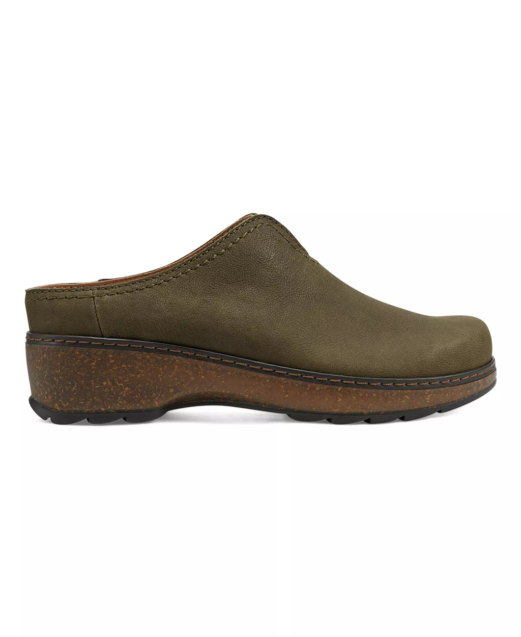 Earth Women's Kolia Slip-On Heeled Clogs  Green Leather Size 6.5