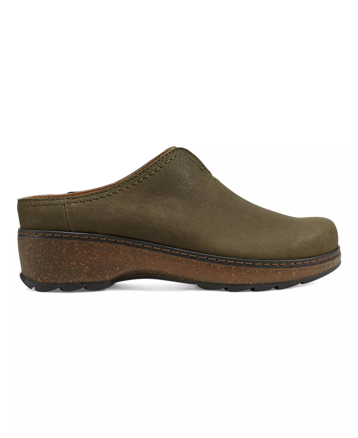 Earth Women's Kolia Slip-On Heeled Clogs  Green Leather Size 6.5
