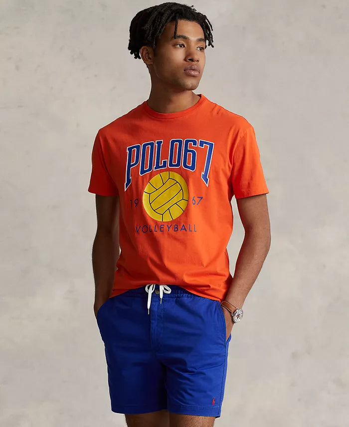 Polo Ralph Lauren Men's Cotton Classic-Fit Jersey Graphic T-Shirt  Elite Orange Size 2XL