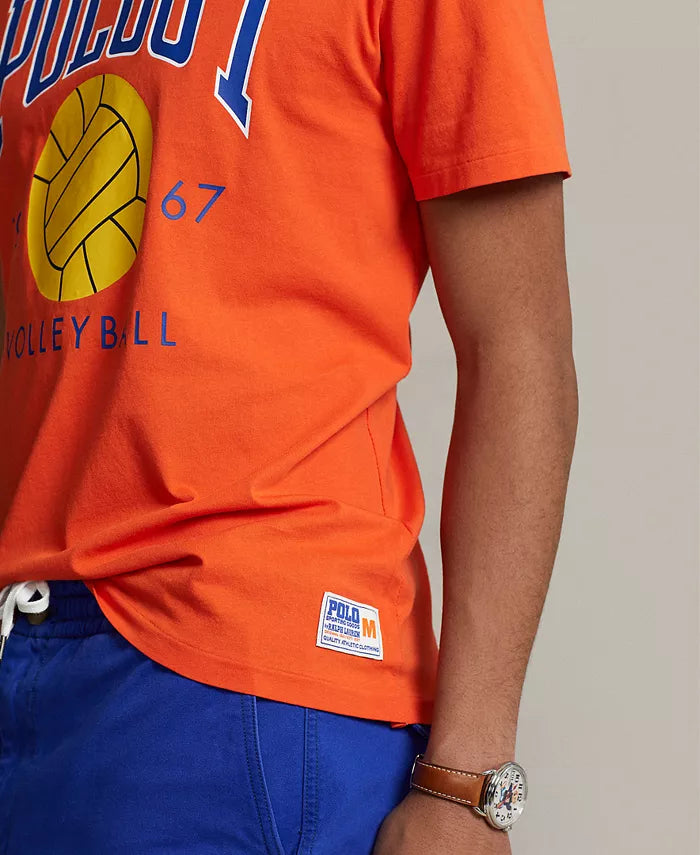 Polo Ralph Lauren Men's Cotton Classic-Fit Jersey Graphic T-Shirt  Elite Orange Size 2XL