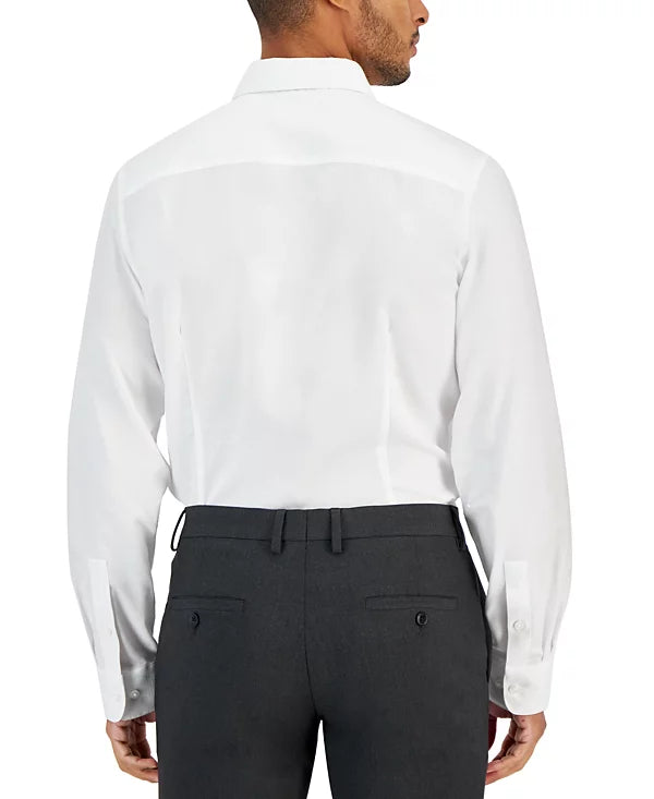 Bar III Men's Slim-Fit Diamond Dobby Dress Shirt  White Size M 15/15.5