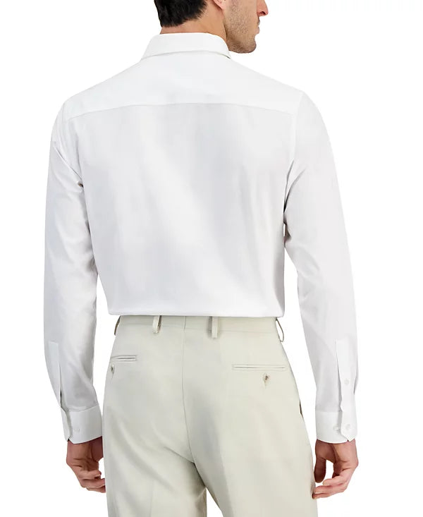 Alfani Men's Stretch Linen Woven Shirt  White Size XL
