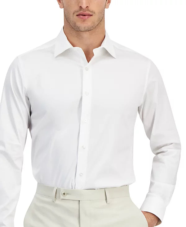 Alfani Men's Stretch Linen Woven Shirt  White Size XL