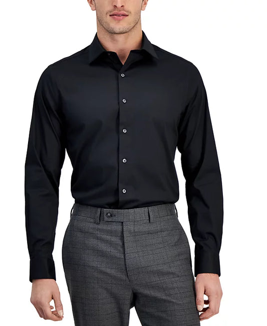 Alfani Men's Regular-Fit Solid Dress Shirt  Deep Black 17/17.5 34/35