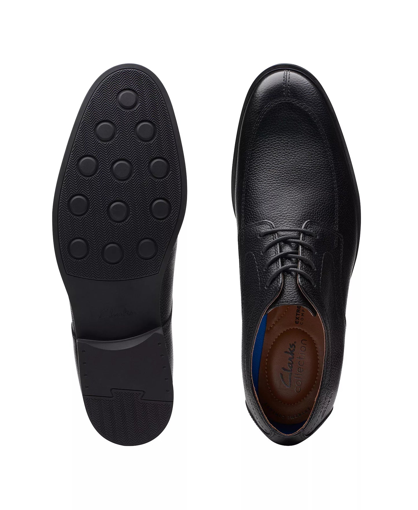 Clarks Men's Whiddon Apron Oxford Dress Shoes  Black Tumbled Leather Size 11.5