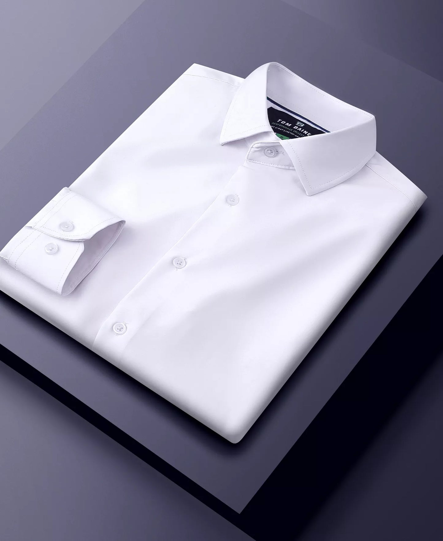 Tom Baine Men's Slim-Fit Stretch Solid Button Down Shirt  White Size XL 17/17.5