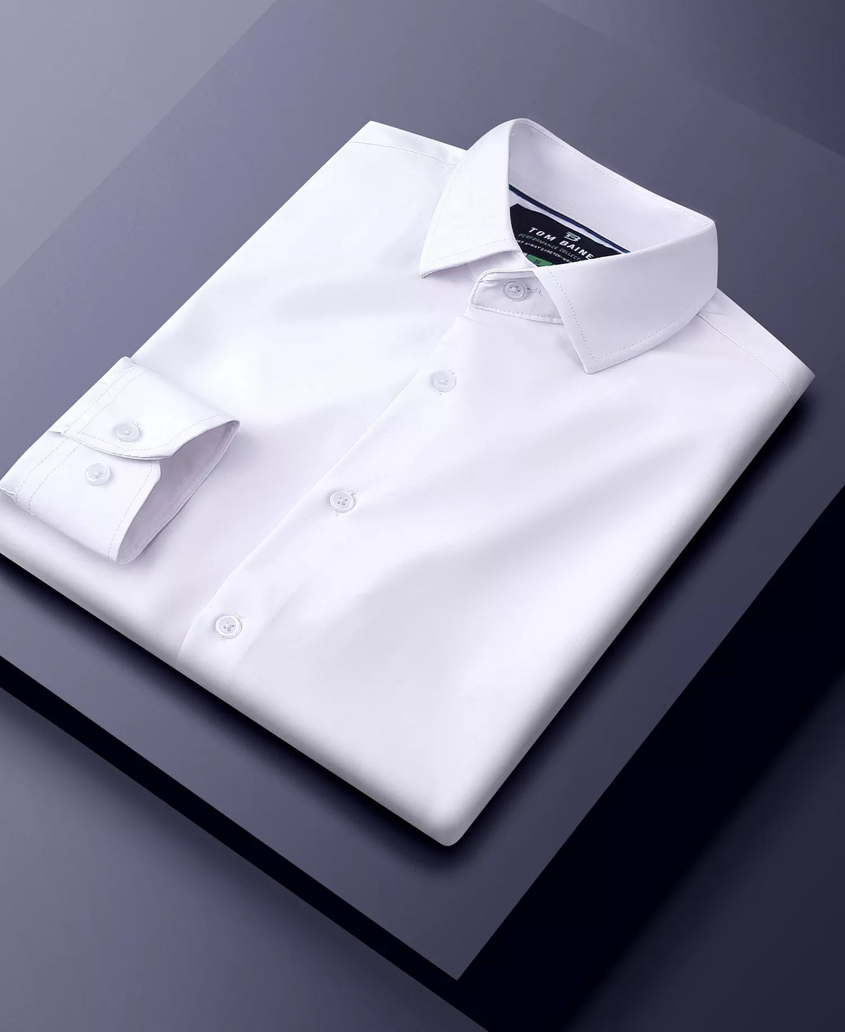 Tom Baine Men's Slim-Fit Stretch Solid Button Down Shirt  White Size XL 17/17.5