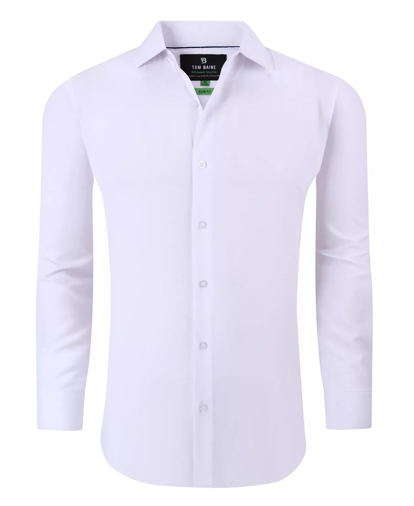 Tom Baine Men's Slim-Fit Stretch Solid Button Down Shirt  White Size XL 17/17.5