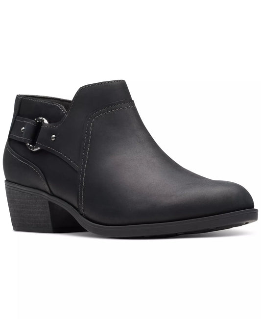 Clarks Women's Charlten Grace Buckled Ankle Booties  Black Size 9W