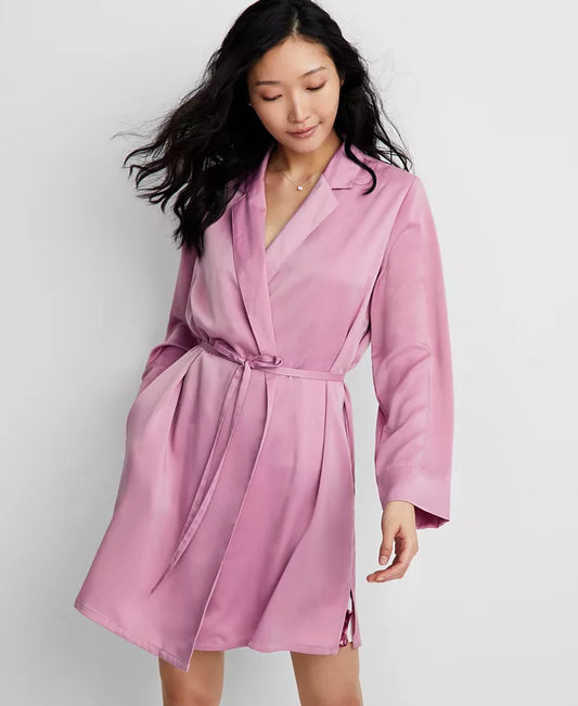 State of Day Women's Silk Touch Self-Tie Robe  Mauve Orchid Size L