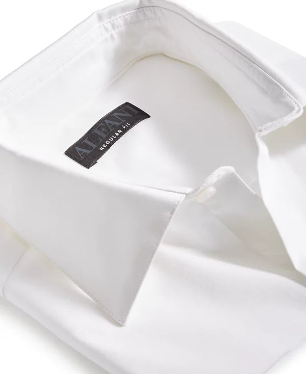 Alfani Men's Stretch Linen Woven Shirt  White Size XL