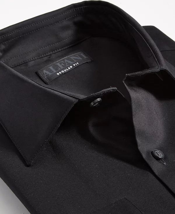 Alfani Men's Regular-Fit Solid Dress Shirt  Deep Black 16/16.5 34/35