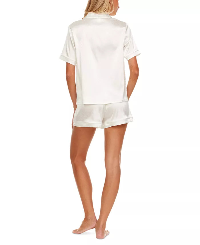 Flora by Flora Nikrooz Women's 2-Pc. Jamie Dot Jacquard Short Pajamas Set  Ivory Size M