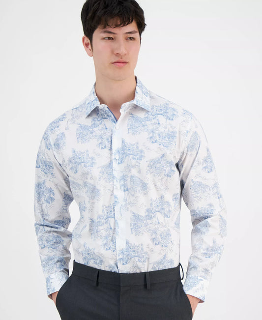 Bar III Men's Amalfi Scenic Dress Shirt  White Size M