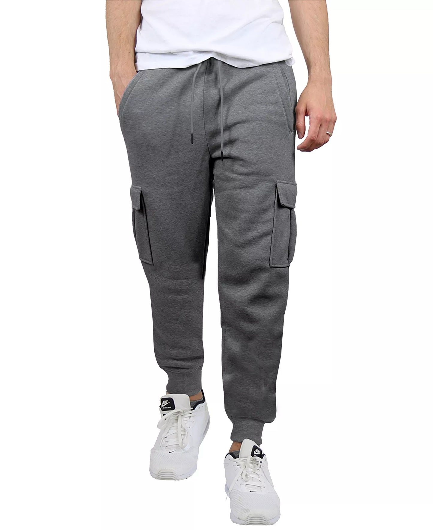 Blue Ice Men's Heavyweight Fleece-Lined Cargo Jogger Sweatpants  Charcoal Size XL