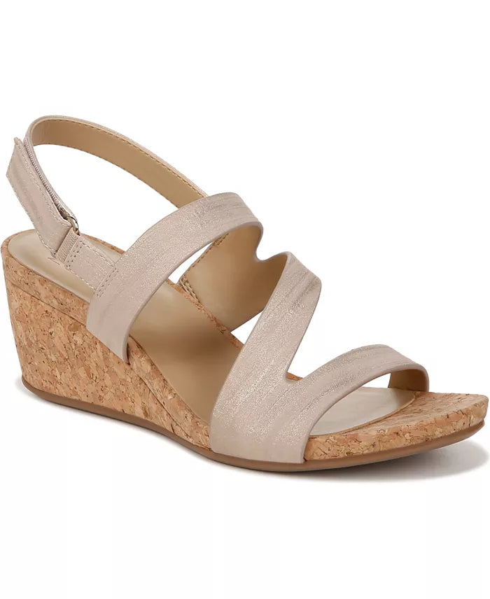 Naturalizer Women's Adria Wedge Sandal  Fawn Faux Leather Size 7W