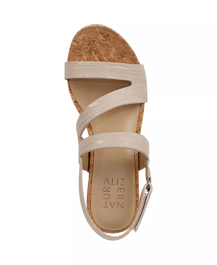 Naturalizer Women's Adria Wedge Sandal  Fawn Faux Leather Size 7W