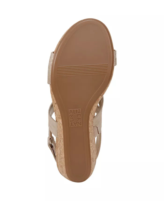 Naturalizer Women's Adria Wedge Sandal  Fawn Faux Leather Size 7W
