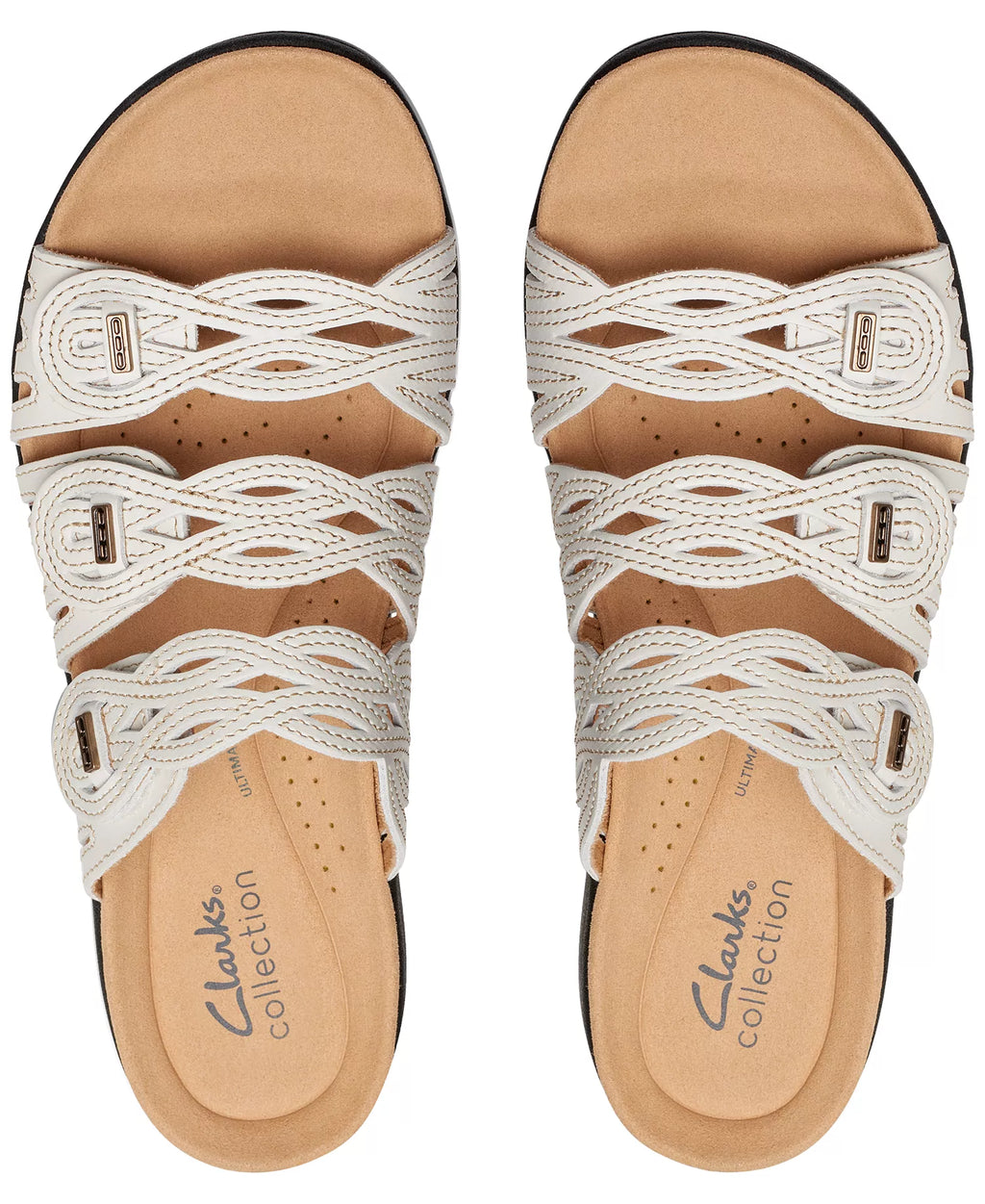 Clarks Women's Laurieann Ruby Scalloped Twist Sandals  White Leather Size 5
