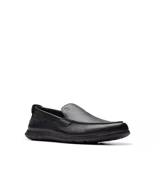 Clarks Men's Flexway Step Slip On Shoes Black Tumbled Leather Size 9