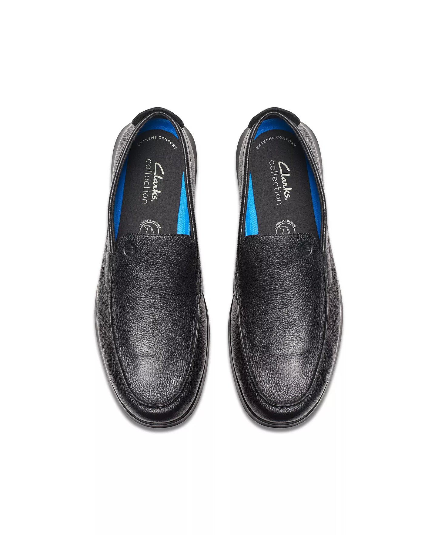 Clarks Men's Flexway Step Slip On Shoes Black Tumbled Leather Size 9