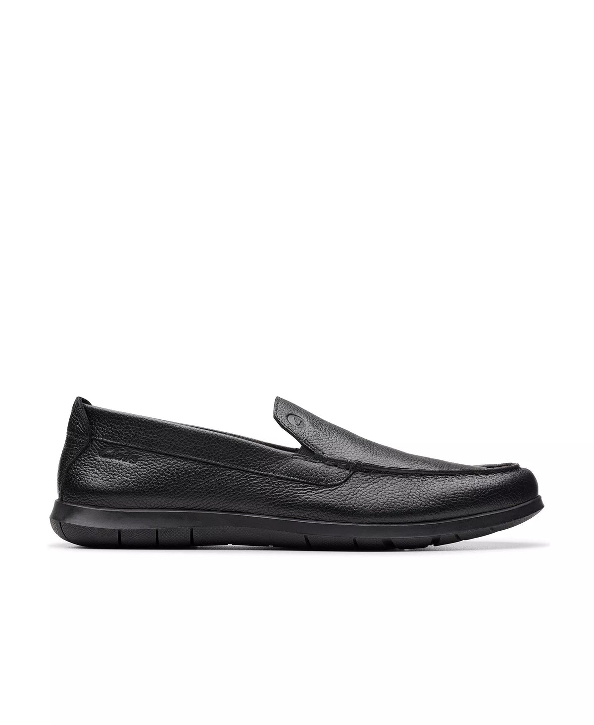 Clarks Men's Flexway Step Slip On Shoes Black Tumbled Leather Size 9