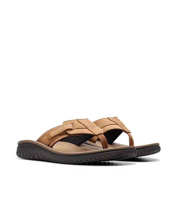 Clarks Men's Collection Wesley Sun Slip On Sandals   Tan Leather Size 13