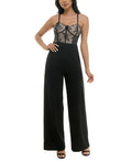 Almost Famous Juniors' Strappy Sweetheart-Neck Jumpsuit  Color Black Size M