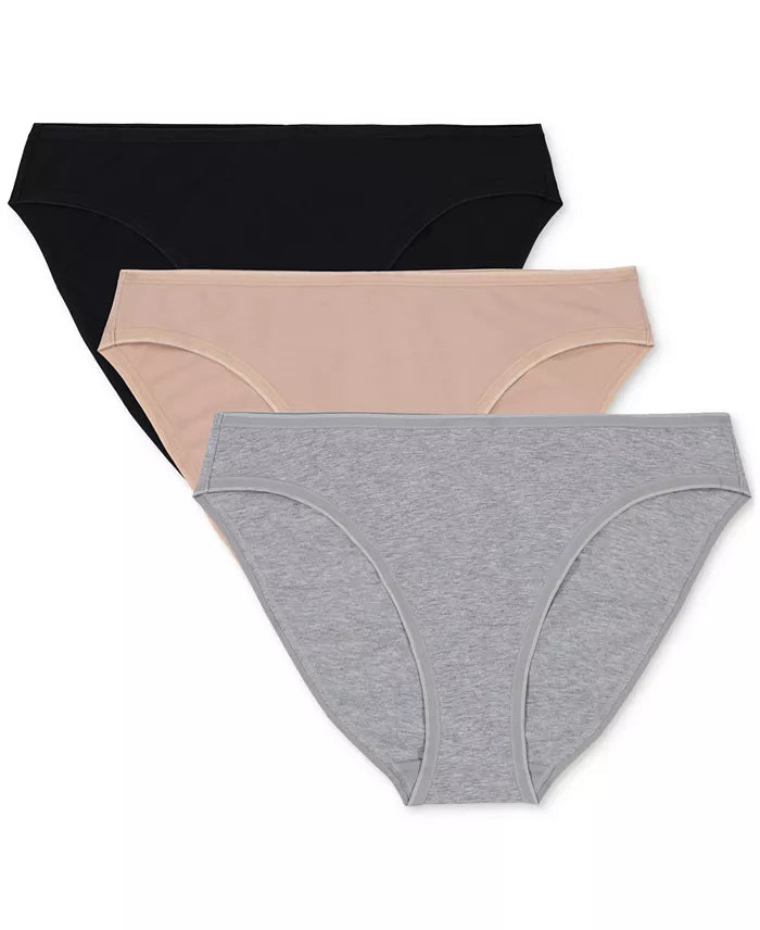 GAP Women's 3-Pk Bikini Underwear  Neutral Pink/Light Heather Grey/Black Size XS
