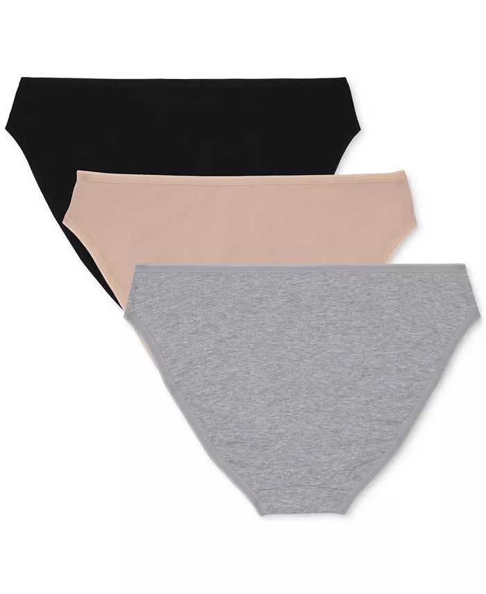 GAP Women's 3-Pk Bikini Underwear  Neutral Pink/Light Heather Grey/Black Size XS