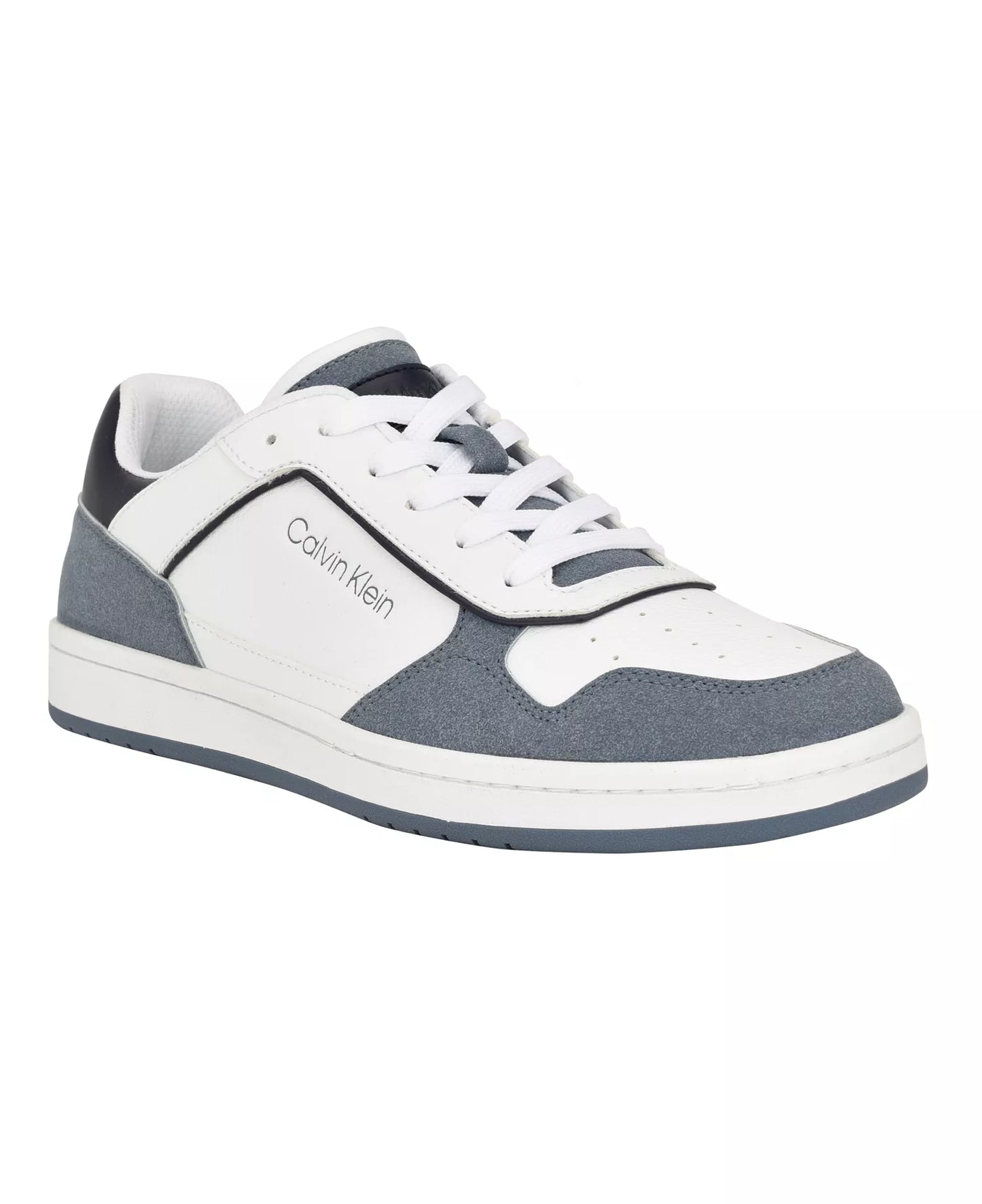 Calvin Klein Men's Landy Round Toe Lace Up Sneakers  White/Gray Size 10
