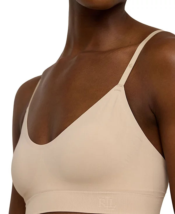 Lauren Ralph Lauren Women's Luxe Smoothing Wireless Bralette  Light Truffle Size XL