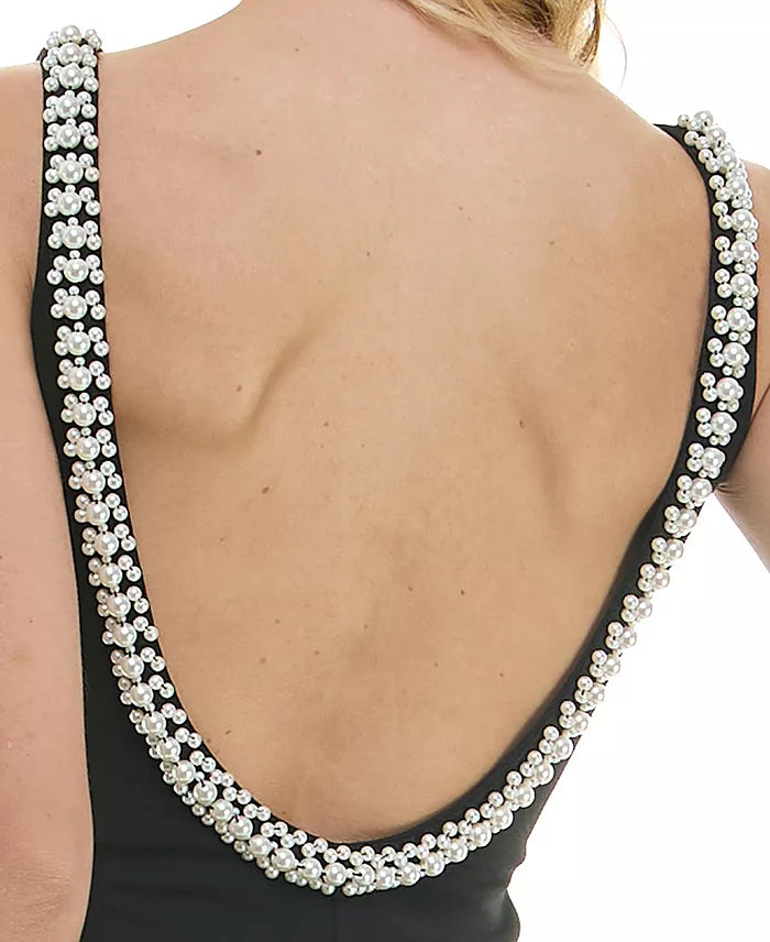 B Darlin Juniors Embellished Midi Bodycon Dress  Black/Pearl Size 3/4