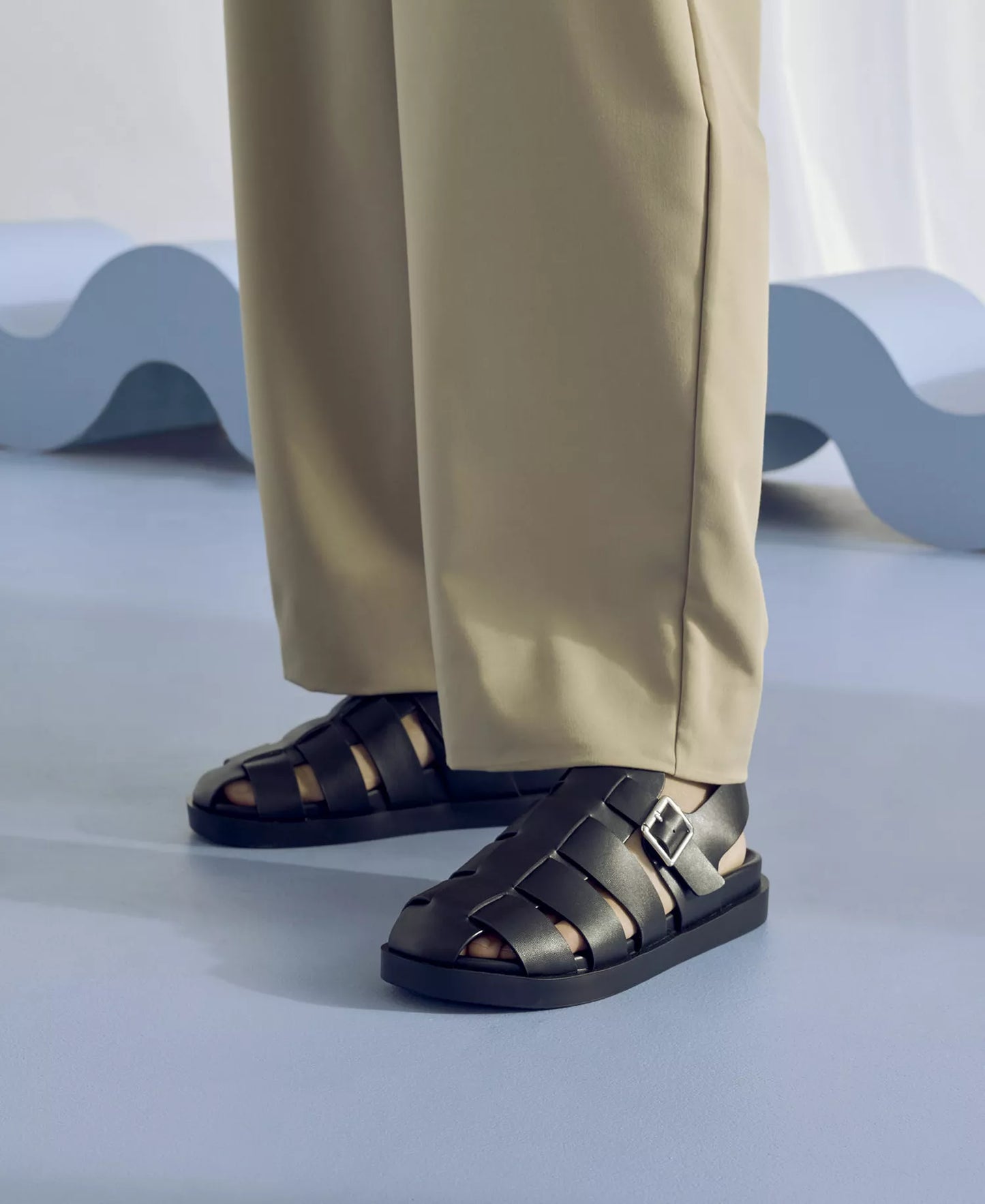 Stacy Adams Men's Montego Slingback Faux-Leather Buckle Sandals  Black Size 10