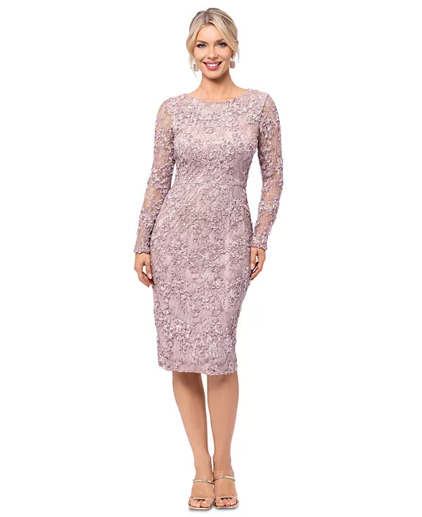 XSCAPE Petite Embellished Lace Sheath Dress  Color Taupe Size 4P