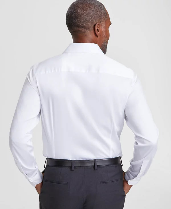 Bar III Men's Spread-Collar Sateen Dress Shirt  Bright White Size XL 17/17.5