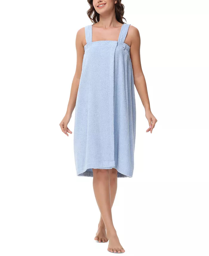 INK+IVY Women's Solid Terry Wrap with Straps  Blue One Size