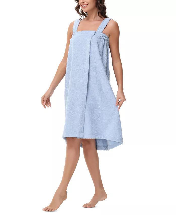 INK+IVY Women's Solid Terry Wrap with Straps  Blue One Size