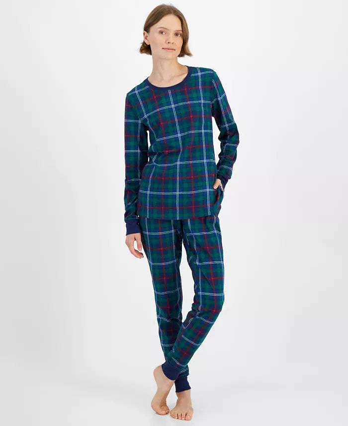 Holiday Lane Women's 2-Pc. Cotton Plaid Pajama Set  Family Plaid Size M