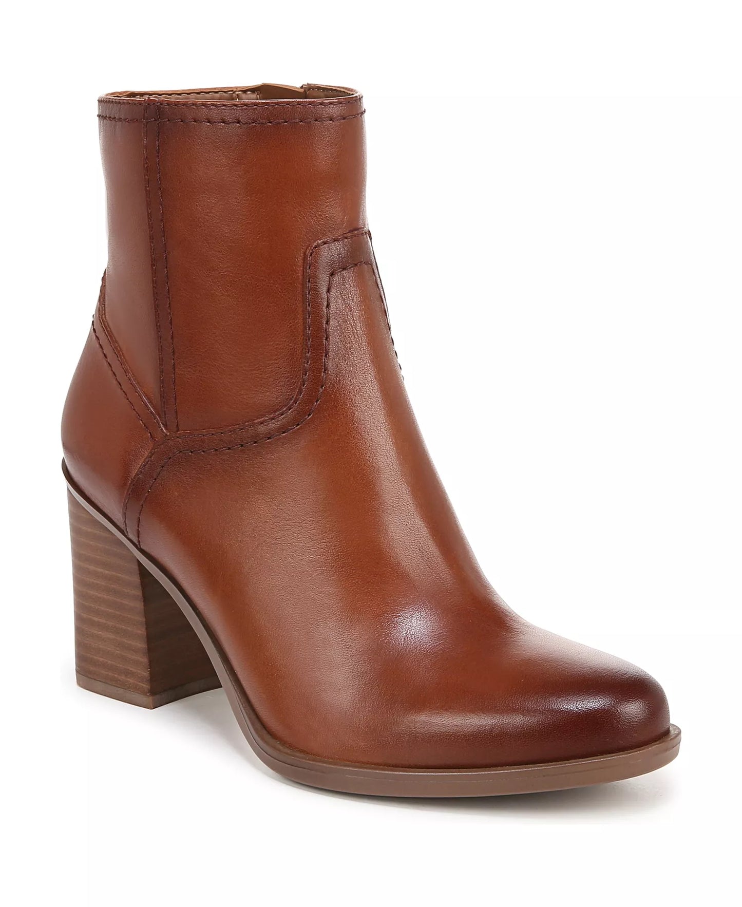 Naturalizer Women's Kalina Block Heel Booties  Cider Spice Leather Size 7