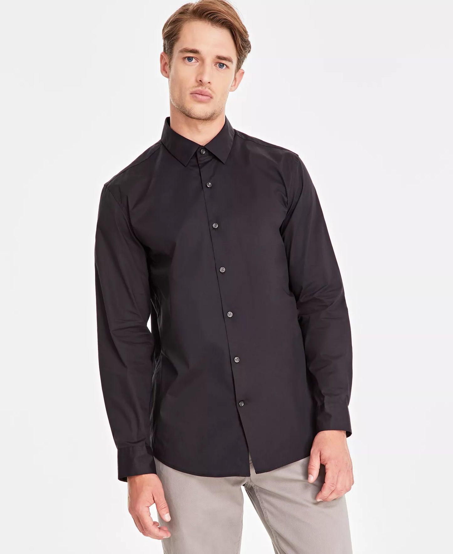 Alfani Men's Modern/Classic-Fit Stretch Dress Shirt  Deep Black Size 2XL